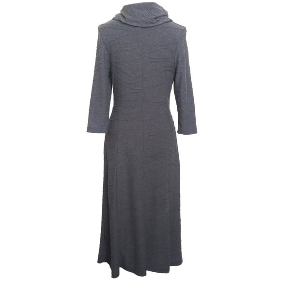 Sharagano Gray Sweater Dress Size 10 Textured Knit Cowl Neck - Picture 2 of 5